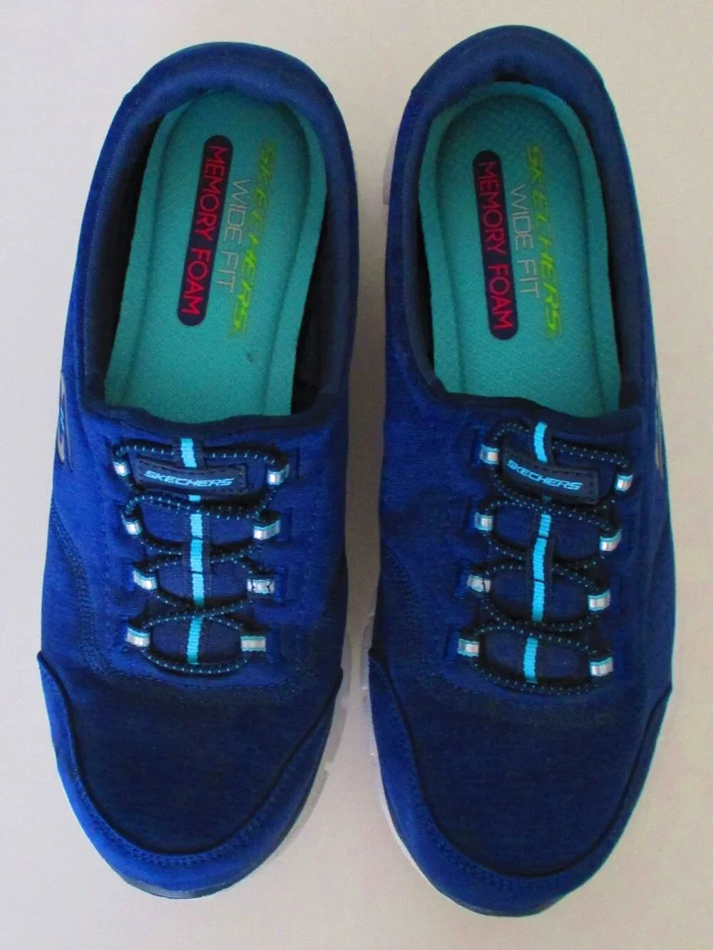 Skechers Dual Lite Memory Foam Womens Navy Textile Fashion Sneaker - Size 9 Wide
